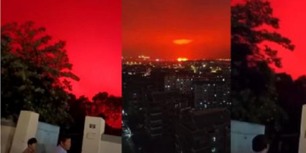 cerul din china a devenit rosu sange
