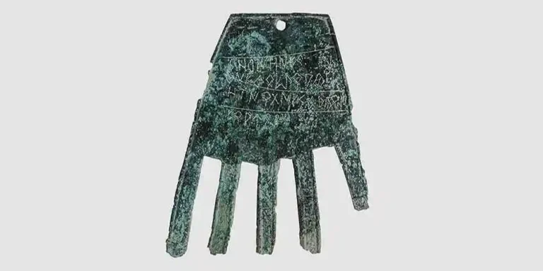 Descoperită o mână ciudată de bronz cu inscripții misterioase